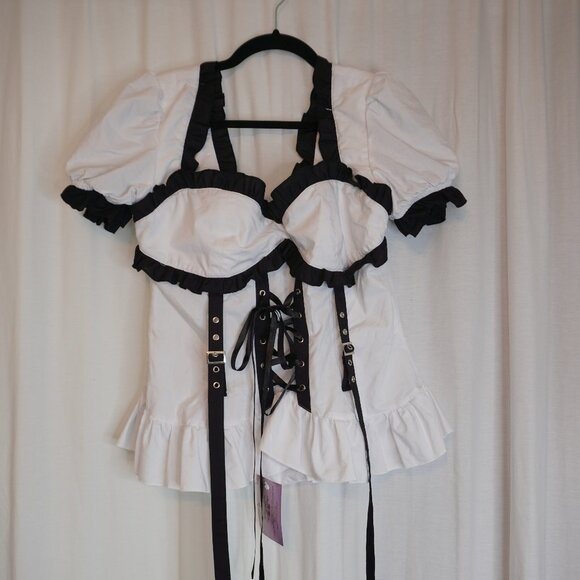 FanPlusFriend Tops - Gothic Lolita Ruffled Corset Blouse